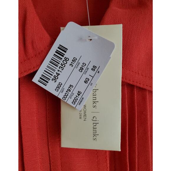 CHRISTOPHER CJ BANKS S M Blazer Jacket Orange Linen Blend 3/4 Sleeve 38" NEW NWT - Picture 7 of 8